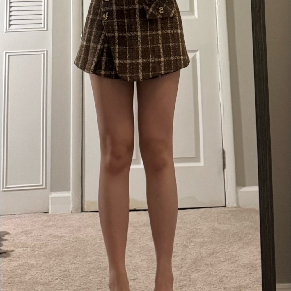 Aritzia Brown Plaid Skirt